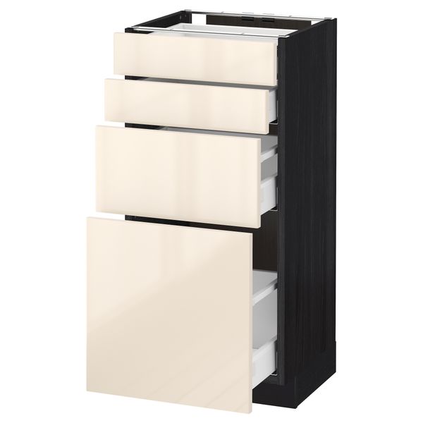 Напольный шкаф 4 фронтальных панели, 4 ящика МЕТОД / МАКСИМЕРА, черный, Рингульт кремовый - схема-чертеж с размерами