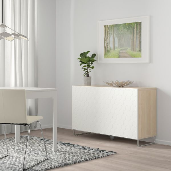 Комбинация для хранения с дверцами, под беленый дуб/вассвикен/суларп белый 120x40x74 см IKEA БЕСТО 092.669.48 - фото 2