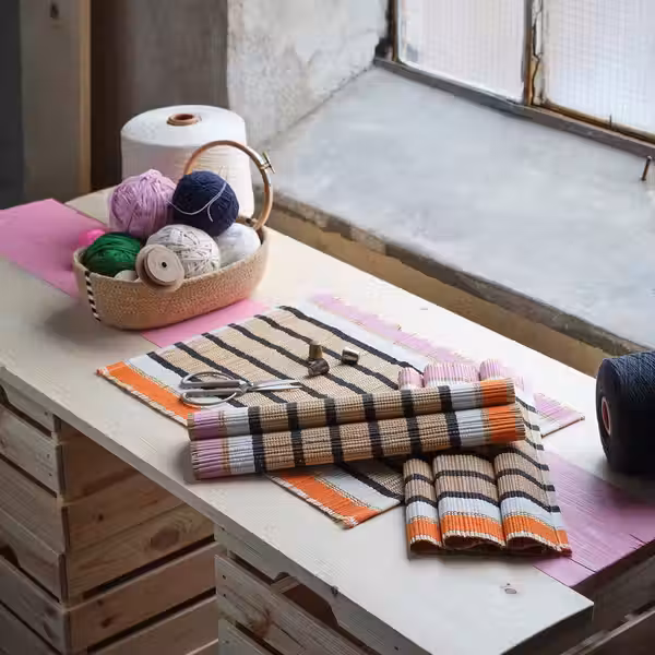 MÄVINN МЭВИНН Салфетка под прибор - волокно банана/орнамент «полоска» 35x45 см - фото 3