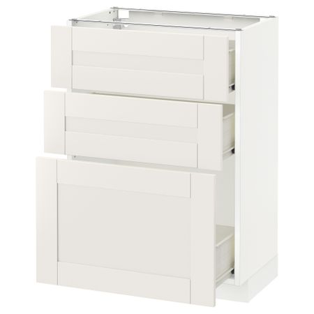Напольный шкаф с 3 ящиками МЕТОД / ФОРВАРА, белый, Сэведаль белый