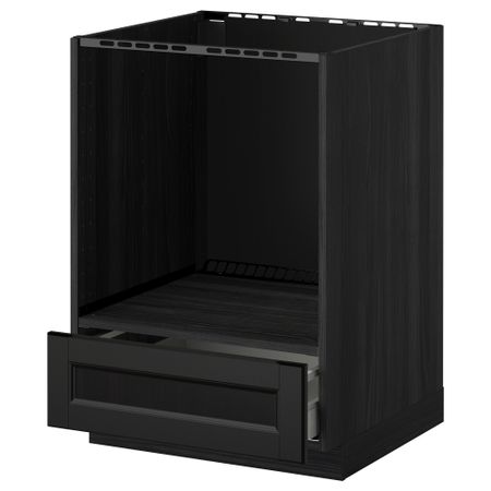 Напольный шкаф для духовки, с ящиком МЕТОД / МАКСИМЕРА, черный, Лаксарби черно-коричневый (60x60 см)