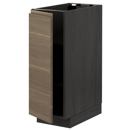 Напольный шкаф с полками, черный/Воксторп под грецкий орех 30x60 см IKEA МЕТОД 093.028.33
