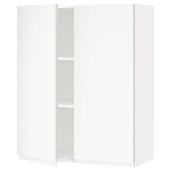 Навесной шкаф с полками/2дверцы, белый/Воксторп матовый белый 80x100 см IKEA METOD МЕТОД 792.250.73 - схема-чертеж с размерами