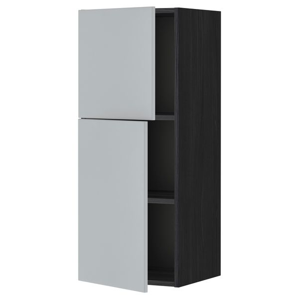 Навесной шкаф с полками, 2 дверцы МЕТОД, черный, Веддинге серый - схема-чертеж с размерами