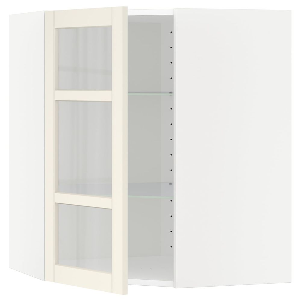 Угловой навесной шкаф с полками, стекляными дв, белый/Хитарп белый с оттенком 68x80 см IKEA METOD МЕТОД 992.404.35 - схема-чертеж с размерами