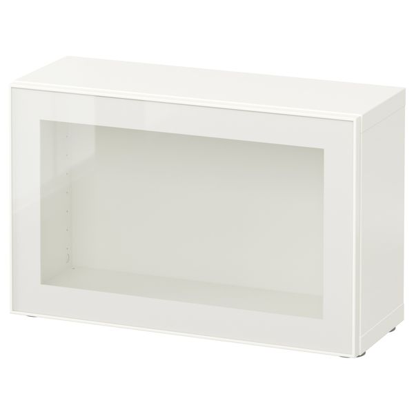 Стеллаж со стеклянной дверью БЕСТО, белый, Глассвик белый/прозрачное стекло (60x20x38 см) - схема-чертеж с размерами