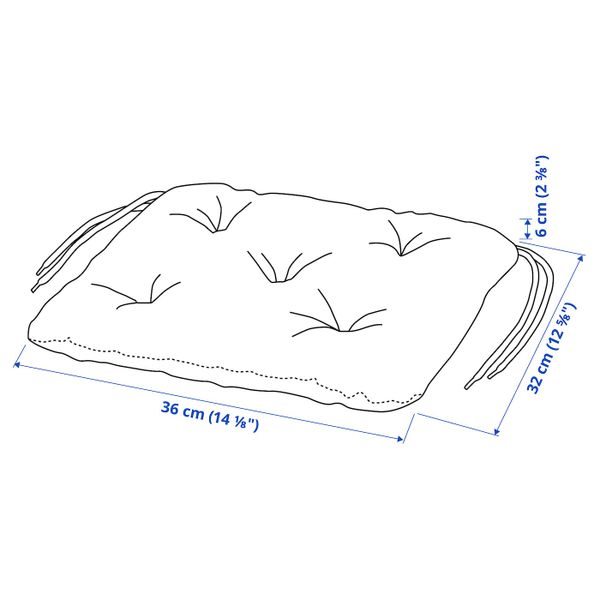 Подушка на садовый стул, серый 36x32 см IKEA KUDDARNA КУДДАРНА 404.110.85 - схема-чертеж с размерами