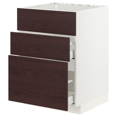 Напольный шкаф под мойку + 3 фронтальных панель, 2 ящика, 60x60 cm IKEA METOD МЕТОД, MAXIMERA МАКСИМЕРА 493.340.21