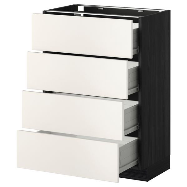 Напольный шкаф 4 фронтальных панели, 4 ящика МЕТОД / ФОРВАРА, черный, Веддинге белый - схема-чертеж с размерами