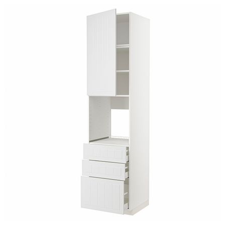 Высокий шкаф для духовки/дверь/3ящика, белый/Стенсунд белый 60x60x240 см IKEA METOD МЕТОД / MAXIMERA МАКСИМЕРА 294.455.05