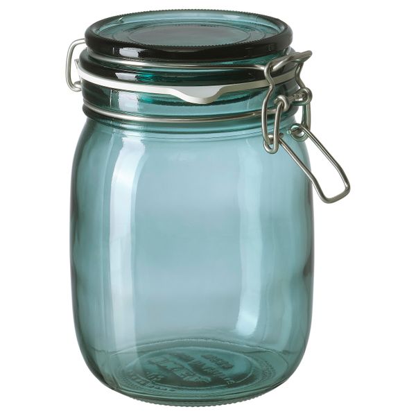 Банка с крышкой, зеленый 1 л IKEA КОРКЕН 704.618.56 - фото 1