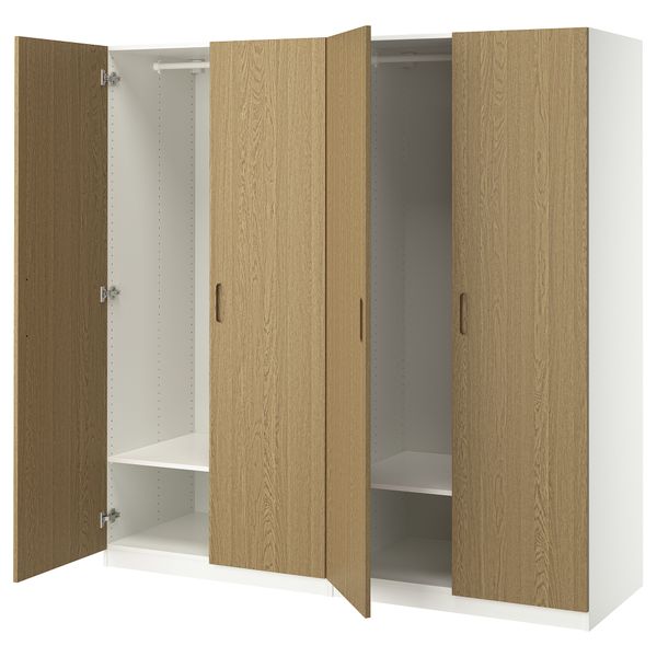 Гардероб, комбинация, белый, дубовый шпон, 200x60x201 см IKEA PAX ПАКС, TONSTAD 495.490.93 - фото 1