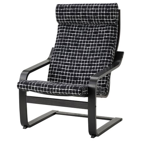 Кресло, черно-коричневый/Storudden белый, черный IKEA POÄNG 994.240.57