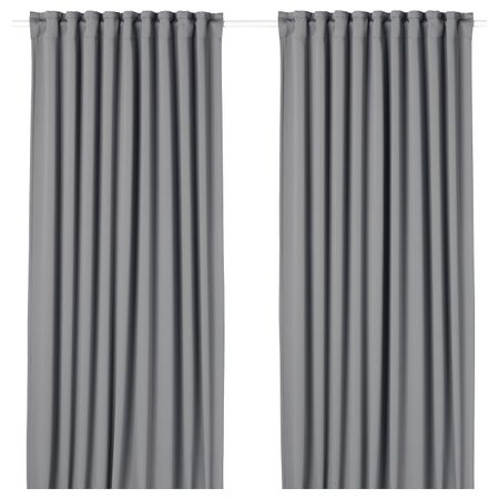 Гардины, блокирующие свет, 2 шт., серый 145x300 см IKEA MAJGULL МАЙГУЛЛ 604.178.16