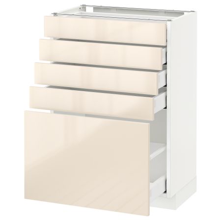 Напольный шкаф с 5 ящиками МЕТОД / МАКСИМЕРА, белый, Рингульт кремовый