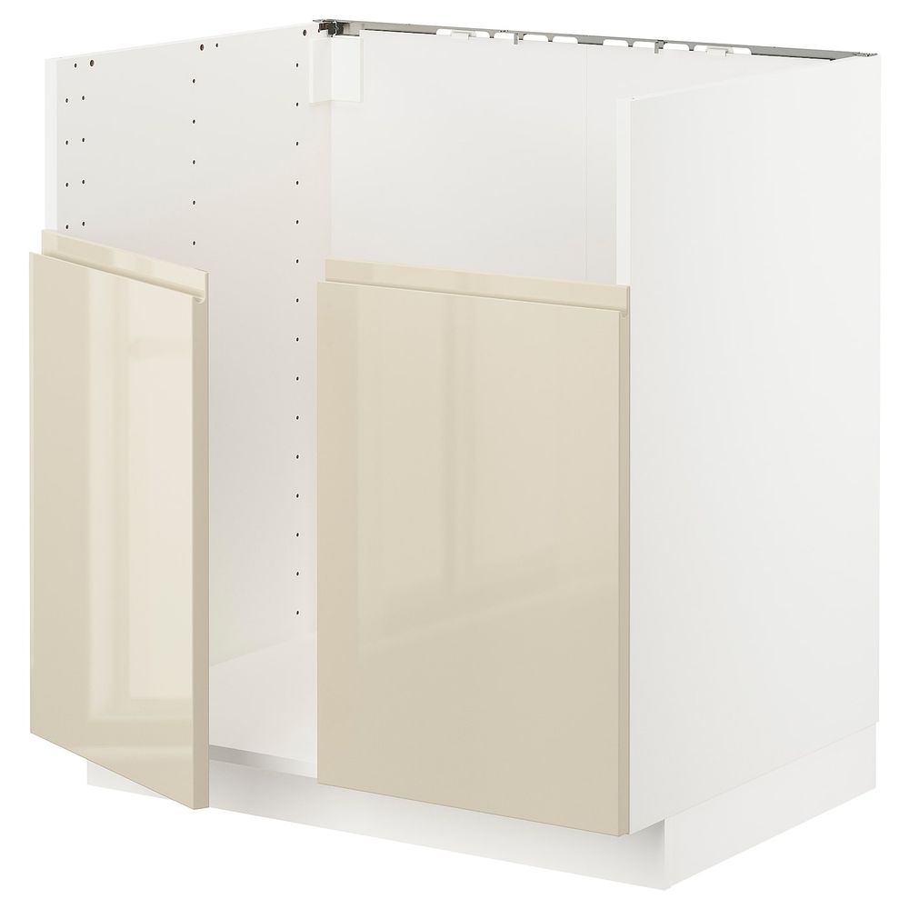 Шкаф для двойной мойки БРЕДШЁН, белый/Воксторп глянцевый светло-бежевый 80x60 см IKEA METOD МЕТОД 292.989.86 - схема-чертеж с размерами