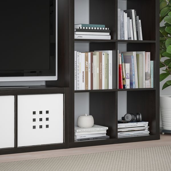 Комбнц для хранения с 2 полками, черно-коричневый, 266x39x147 см IKEA LACK ЛАКК, KALLAX КАЛЛАКС 993.987.27 - фото 4