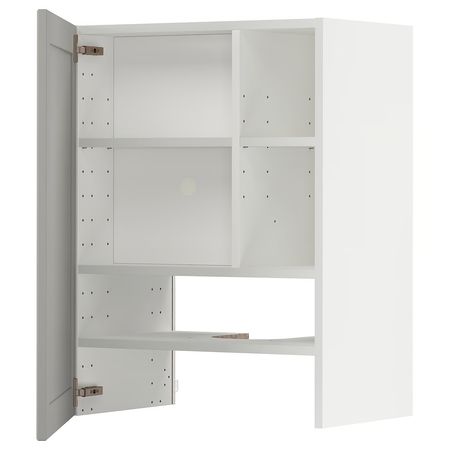 METOD Навесной шкаф д/вытяжки/полка/дверь - белый/Lerhyttan светло-серый 60x80 см