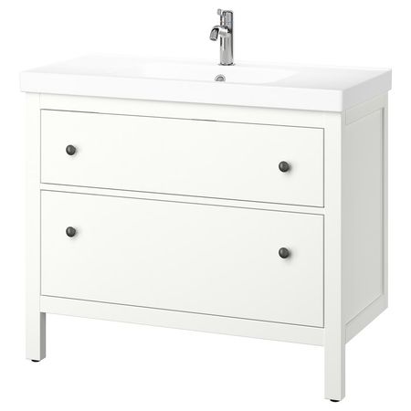 HEMNES / ORRSJÖN ОРРШЁН Шкаф с ящиками/раковина/смеситель - белый 102x49x89 см