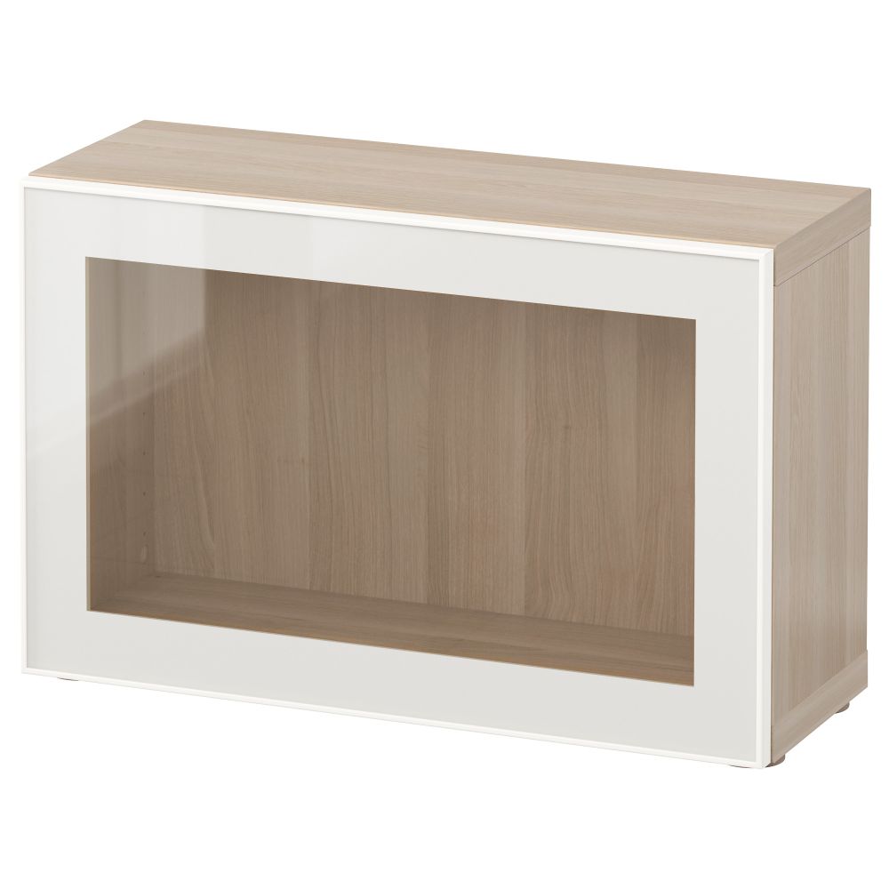 Стеллаж со стеклянной дверью БЕСТО, под беленый дуб под беленый дуб, Глассвик белый/прозрачное стекло (60x20x38 см) - схема-чертеж с размерами