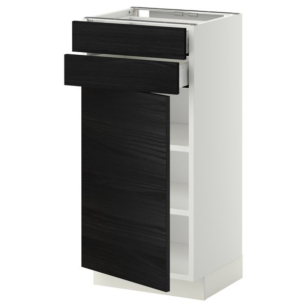 Напольный шкаф с дверцей, 2 ящиками МЕТОД / МАКСИМЕРА, белый, Тингсрид черный - схема-чертеж с размерами