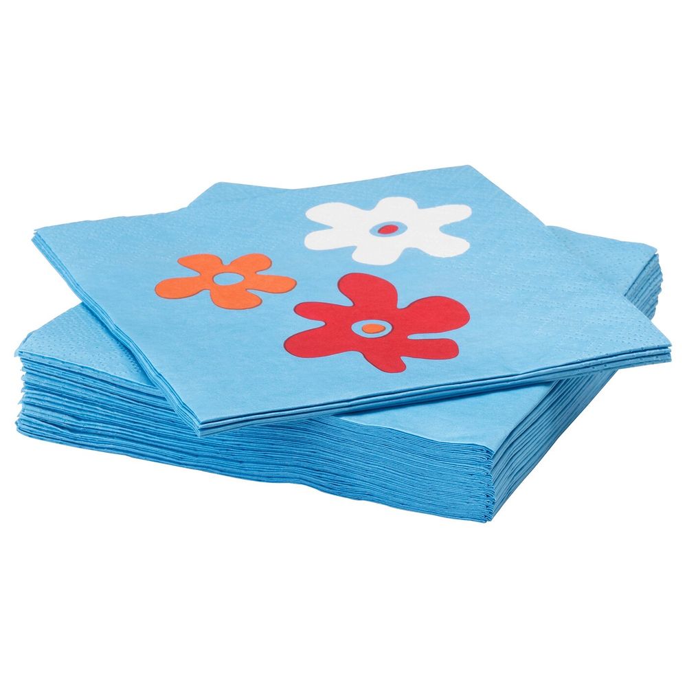 Салфетка бумажная, цветок, синий, 24x24 см IKEA СОММАР 2019 804.295.21 - фото 1