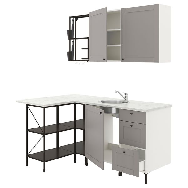 Угловая кухня, антрацит, серый каркас IKEA BEGIVENHET БЕГИВЕНХЕТ 593.382.26 - фото 1