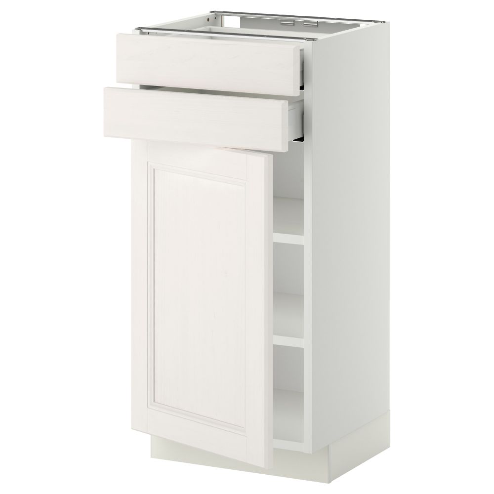 Напольный шкаф с дверцей, 2 ящиками МЕТОД / МАКСИМЕРА, белый, Лаксарби белый - схема-чертеж с размерами