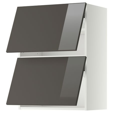 Навесной шкаф, 2 дверцы, горизонтальный МЕТОД, белый, Рингульт серый