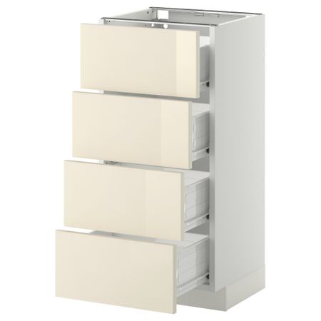 Напольный шкаф 4 фронтальных панели, 4 ящика МЕТОД / ФОРВАРА, белый, Рингульт кремовый