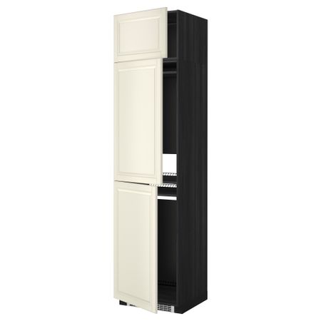 Высокий шкаф для холодильника или морозильника, с 3 дверями МЕТОД, черный, Будбин белый с оттенком (60x60x240 см)