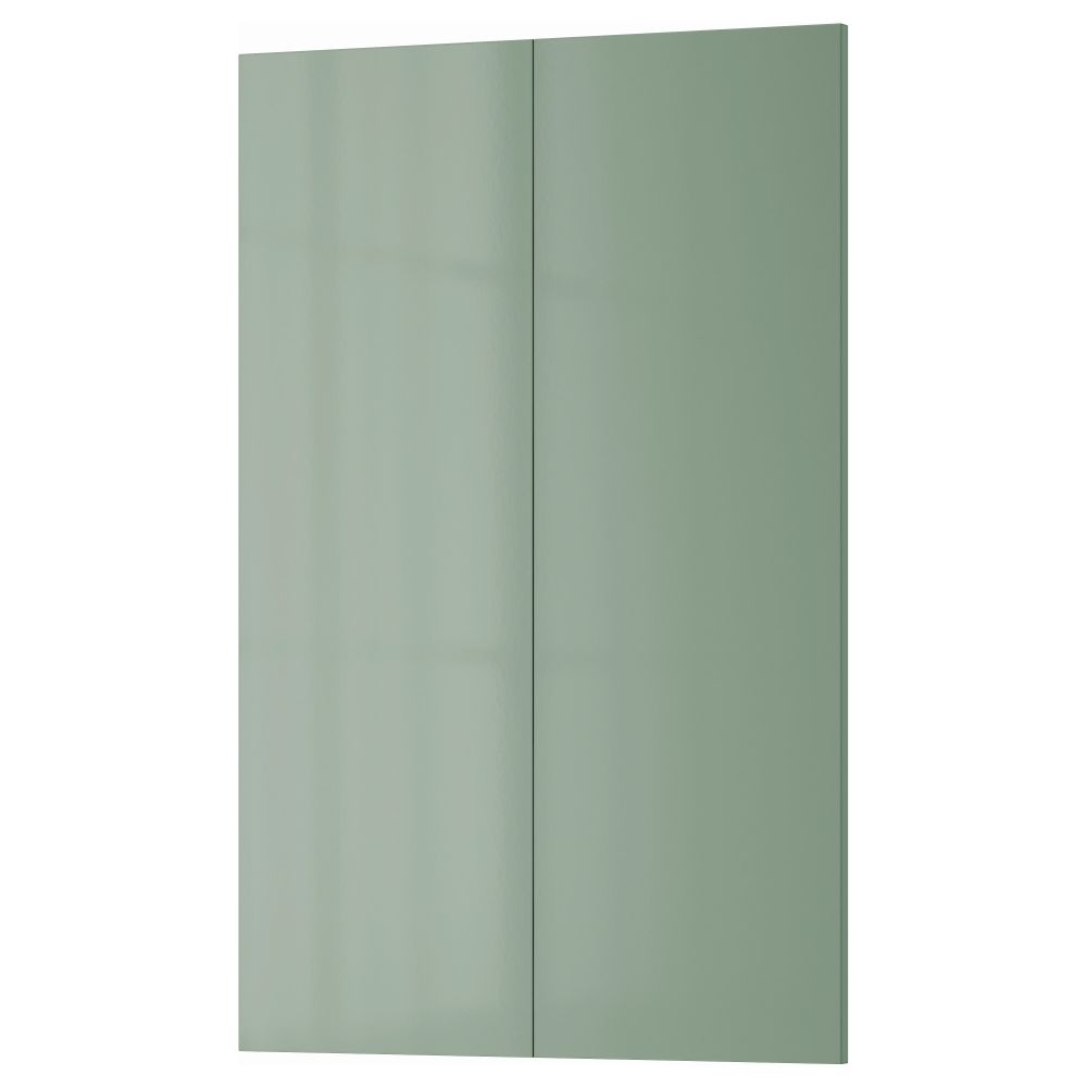 Дверца для напольного углового шкафа, 2 штуки КАЛЛАРП, глянцевый светло-зеленый (25x80 см) - фото 1