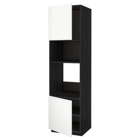 Высокий шкаф для духовки/СВЧ, 2 дверцы, полки МЕТОД, черный, Воксторп белый