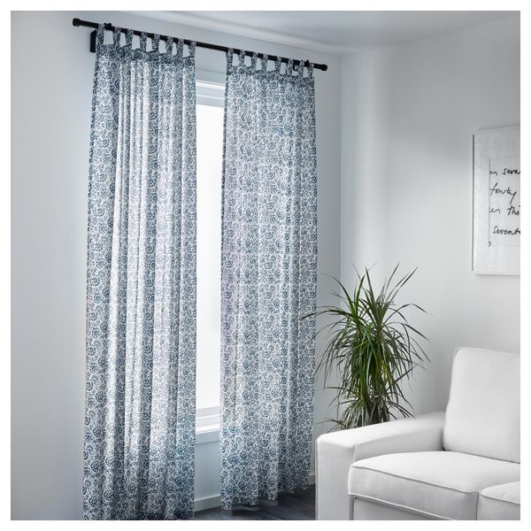 Гардины, 1 пара МЬЁЛШЭРТ, синий/белый (145x300 см) - фото 2