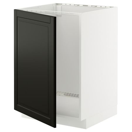 METOD Напольный шкаф для мойки - белый/Bodbyn чёрный 60x60 см
