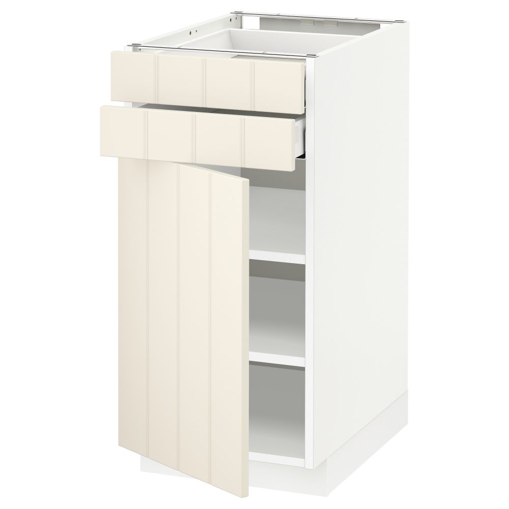 Напольный шкаф с дверцей, 2 ящиками МЕТОД / МАКСИМЕРА, белый, Хитарп белый с оттенком - схема-чертеж с размерами