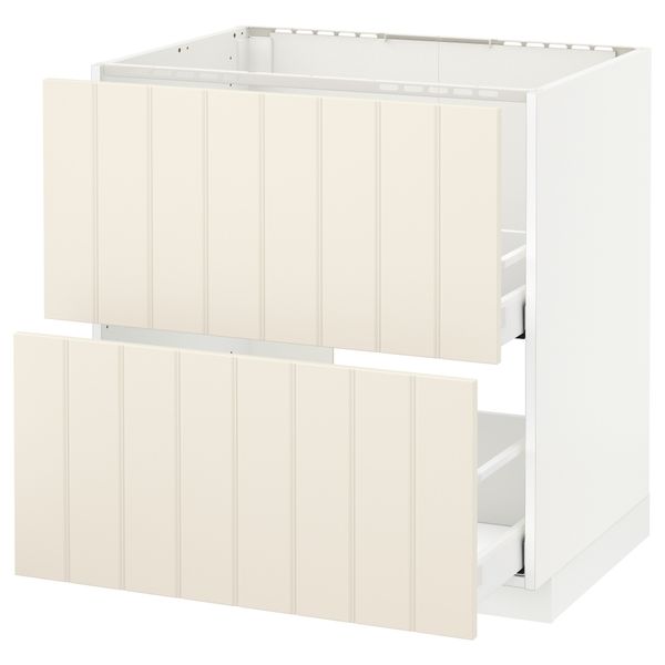 Напольный шкаф под мойку + 2 фронтальных панели, 2 ящика МЕТОД / МАКСИМЕРА, белый, Хитарп белый с оттенком - схема-чертеж с размерами