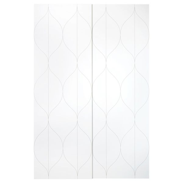 Пара раздвижных дверей СВОРКМО, сетчатый орнамент белый, бежевый - схема-чертеж с размерами
