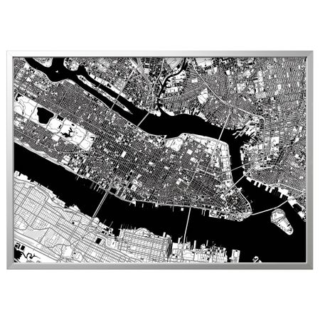 Картина с рамой, 140x100 см, Манхэттен с высоты/цвет алюминия IKEA BJÖRKSTA 994.168.11