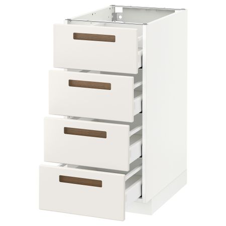 Напольный шкаф 4 фронтальных панели, 4 ящика МЕТОД / МАКСИМЕРА, белый, Мэрста белый