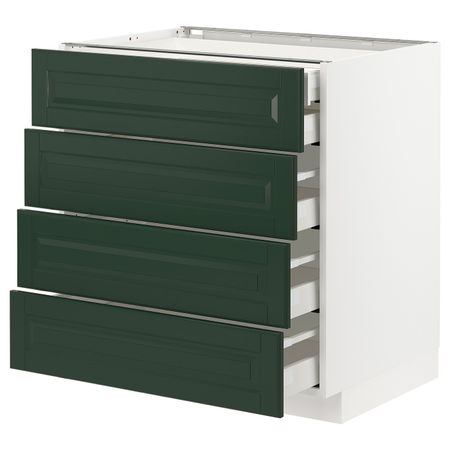 Напольный шкаф 4 фронтальных, 2 низких, 3 средних ящ, белый/Будбин темно-зеленый 80x60 см IKEA METOD МЕТОД / MAXIMERA МАКСИМЕРА