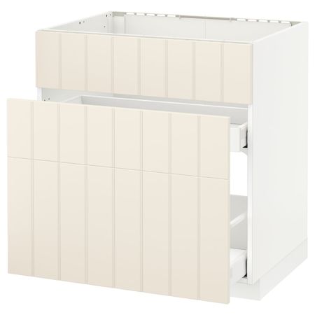 Напольный шкаф под мойку + 3 фронтальных панели/2ящ, белый/Хитарп белый с оттенком 80x60 см IKEA METOD МЕТОД / MAXIMERA