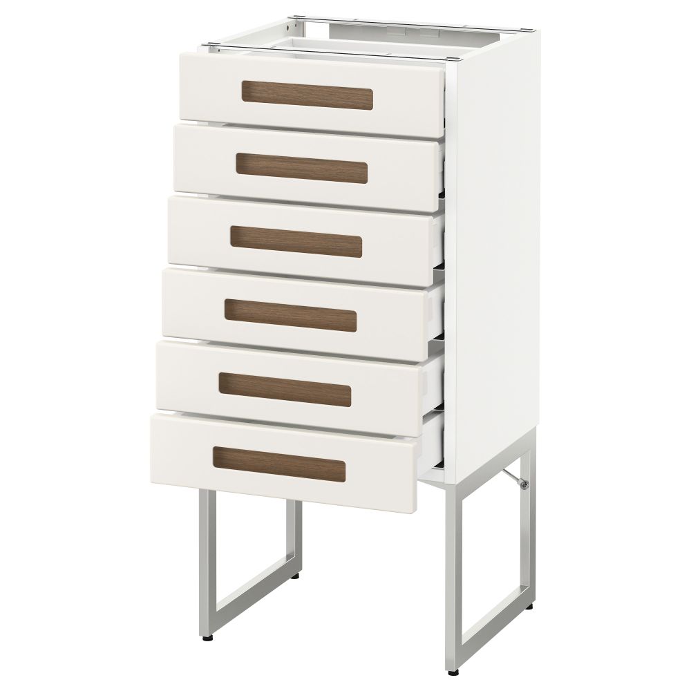 Напольный шкаф 6 фронтальных панелей, 6 нижних ящиков МЕТОД / МАКСИМЕРА, белый, Мэрста белый - схема-чертеж с размерами