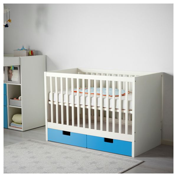 Кроватка детская с ящиками СТУВА, синий (60x120 см) - фото 2