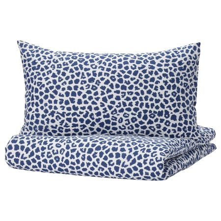 Пододеяльник и 2 наволочки, белый/темно-синий 200x200/50x70 см IKEA KVASTFIBBLA КВАСТФИББЛА 104.931.72