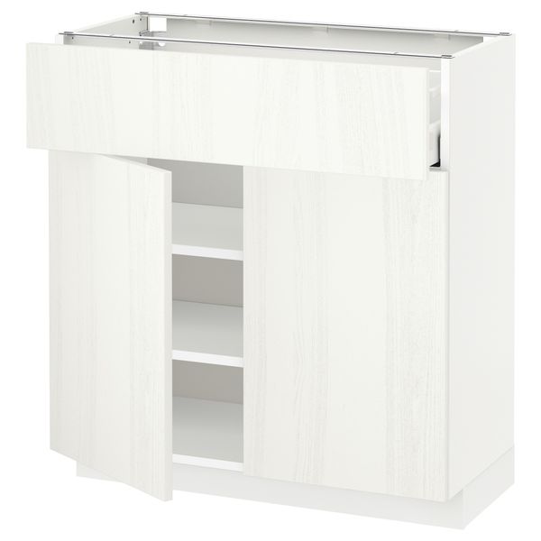 Напольный шкаф + ящик, 2 дверцы МЕТОД / МАКСИМЕРА, белый, Росдаль белый - схема-чертеж с размерами