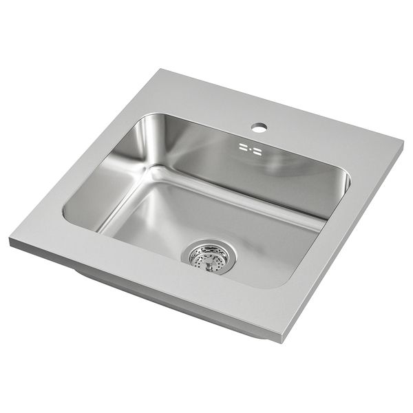 Одинарная накладная мойка, нержавеющая сталь, 60x63.5 см IKEA AMMERÅN 591.581.64 - фото 2