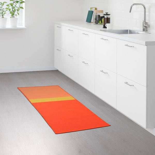 Ковер безворсовый, красный, желтый 55x150 см IKEA GRÄSTED ГРЭСТЕД 804.187.87 - фото 2