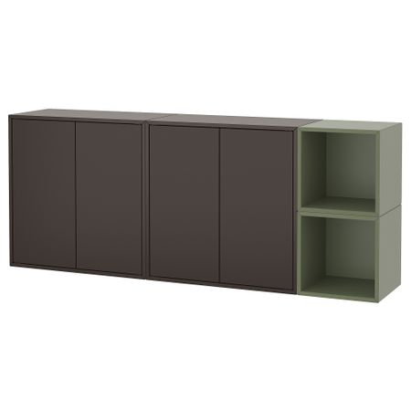 Комбинация настенных шкафов, темно-серый, серо-зеленый, 175x35x70 см IKEA EKET ЭКЕТ 195.216.65