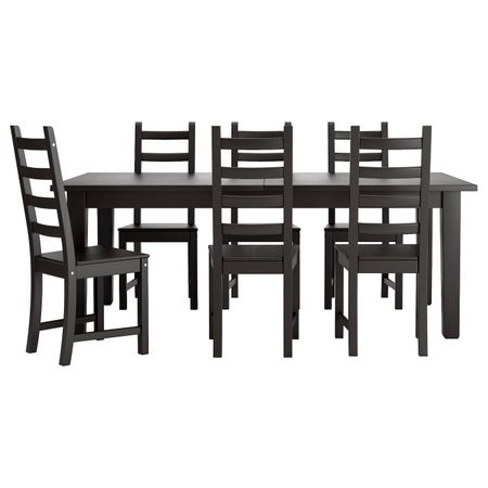 Стол и 6 стульев, коричнево-чёрный 201 см IKEA STORNÄS СТУРНЭС / KAUSTBY КАУСТБИ 692.296.94